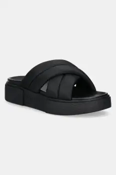 Tommy Jeans papuci FLATFORM SANDAL femei, culoarea negru, cu platforma, EN0EN02775 imagine