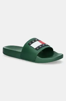 Tommy Jeans papuci POOL SLIDE ESS barbati, culoarea verde, EM0EM01191 imagine