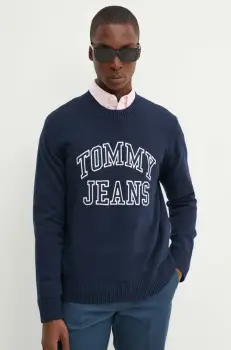 Tommy Jeans pulover barbati, culoarea albastru marin, DM0DM19178 imagine