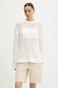 Tommy Jeans pulover culoarea alb, calduros, DW0DW20262 imagine