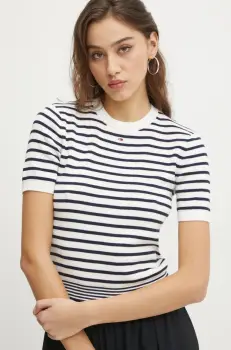 Tommy Jeans pulover de bumbac culoarea alb, light, DW0DW19336 imagine