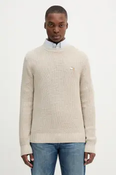 Tommy Jeans pulover de bumbac culoarea bej, DM0DM21652 imagine