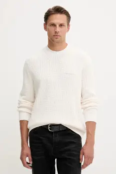 Tommy Jeans pulover de bumbac culoarea bej, DM0DM22098 imagine