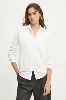 Tommy Jeans pulover de bumbac culoarea bej, light, DW0DW19888 imagine