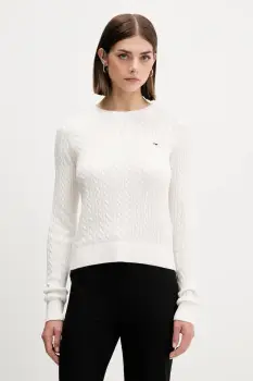 Tommy Jeans pulover de bumbac culoarea bej, light, DW0DW22165 imagine