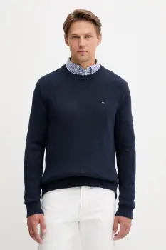 Tommy Jeans pulover de bumbac culoarea bleumarin, light, DM0DM21787 imagine