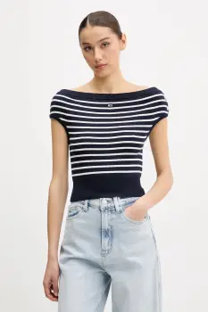 Tommy Jeans pulover de bumbac culoarea bleumarin, light, DW0DW20252 imagine