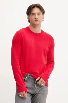 Tommy Jeans pulover de bumbac culoarea bordo, DM0DM18895 imagine