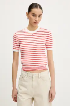 Tommy Jeans pulover de bumbac culoarea galben, light, DW0DW19336 imagine