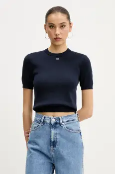 Tommy Jeans pulover de bumbac culoarea galben, light, DW0DW19336 imagine