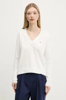 Tommy Jeans pulover de bumbac culoarea galben, light, DW0DW19888 imagine