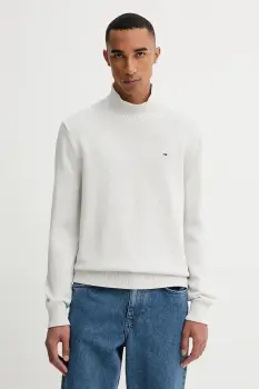 Tommy Jeans pulover de bumbac culoarea gri, light, DM0DM22096 imagine