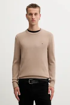 Tommy Jeans pulover de bumbac culoarea maro, light, DM0DM21787 imagine