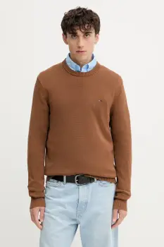 Tommy Jeans pulover de bumbac culoarea maro, light, DM0DM21787 imagine