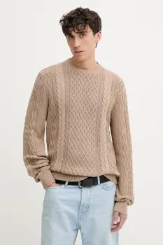 Tommy Jeans pulover de bumbac culoarea maro, light, DM0DM22101 imagine