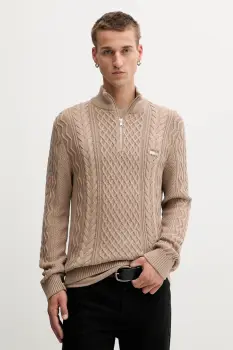 Tommy Jeans pulover de bumbac culoarea maro, light, DM0DM22103 imagine