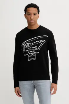 Tommy Jeans pulover de bumbac culoarea negru, DM0DM22253 imagine