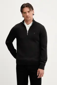 Tommy Jeans pulover de bumbac culoarea negru, light, cu turtleneck, DM0DM21654 imagine