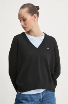 Tommy Jeans pulover de bumbac culoarea negru, light, DW0DW19888 imagine