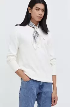 Tommy Jeans pulover de bumbac culoarea verde imagine