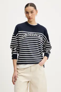 Tommy Jeans pulover de bumbac femei, culoarea bleumarin, DW0DW20251 imagine