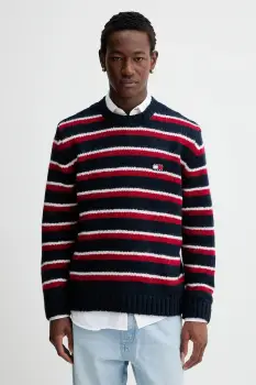 Tommy Jeans pulover din amestec de alpaca culoarea bleumarin, calduros, DM0DM22109 imagine