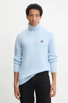 Tommy Jeans pulover din amestec de lana barbati, cu guler, DM0DM20602 imagine