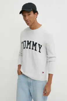 Tommy Jeans pulover din amestec de lana barbati, culoarea gri, DM0DM19439 imagine