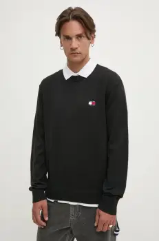 Tommy Jeans pulover din amestec de lana barbati, culoarea negru, DM0DM20706 imagine