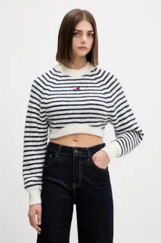 Tommy Jeans pulover din amestec de lana culoarea alb, DW0DW21677 imagine