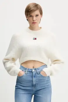 Tommy Jeans pulover din amestec de lana culoarea alb, DW0DW21677 imagine