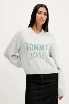 Tommy Jeans pulover din amestec de lana culoarea gri, DW0DW21711 imagine
