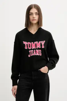 Tommy Jeans pulover din amestec de lana culoarea negru, DW0DW21711 imagine