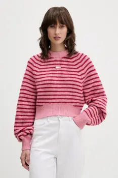 Tommy Jeans pulover din amestec de lana culoarea roz, DW0DW21677 imagine