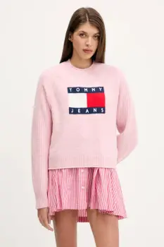 Tommy Jeans pulover din amestec de lana culoarea roz, light, DW0DW21782 imagine