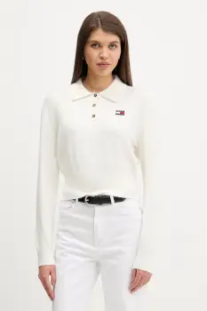 Tommy Jeans pulover din amestec de lana de alpaca culoarea bej, DW0DW22558 imagine