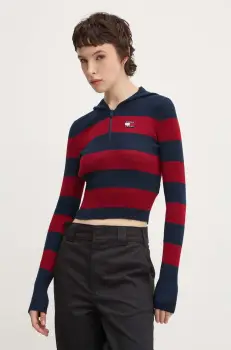 Tommy Jeans pulover femei, culoarea albastru marin, DW0DW18679 imagine