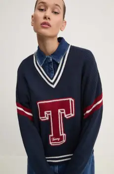 Tommy Jeans pulover femei, culoarea albastru marin, light, DW0DW18519 imagine