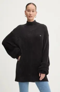 Tommy Jeans pulover femei, culoarea negru, cu turtleneck, DW0DW19682 imagine