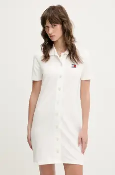 Tommy Jeans rochie culoarea alb, mini, drept, DW0DW20302 imagine
