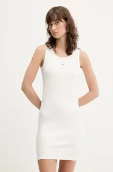 Tommy Jeans rochie culoarea alb, mini, mulata, DW0DW20674 imagine
