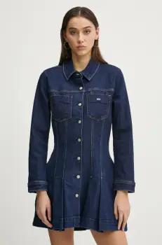 Tommy Jeans rochie culoarea albastru marin, mini, evazati, DW0DW20533 imagine