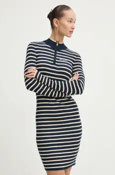 Tommy Jeans rochie culoarea albastru marin, mini, mulata, DW0DW19836 imagine