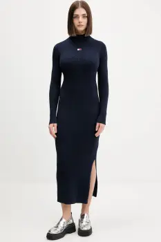 Tommy Jeans rochie culoarea bleumarin, maxi, mulata, DW0DW21910 imagine