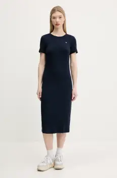 Tommy Jeans rochie culoarea bleumarin, midi, evazati, DW0DW19721 imagine