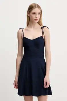 Tommy Jeans rochie culoarea bleumarin, mini, evazati, DW0DW20880 imagine