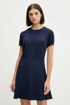 Tommy Jeans rochie culoarea bleumarin, mini, evazati, DW0DW21120 imagine