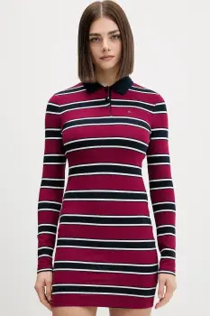 Tommy Jeans rochie culoarea bordo, mini, mulata, DW0DW21901 imagine