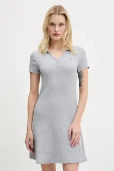 Tommy Jeans rochie culoarea gri, mini, mulata, DW0DW21172 imagine