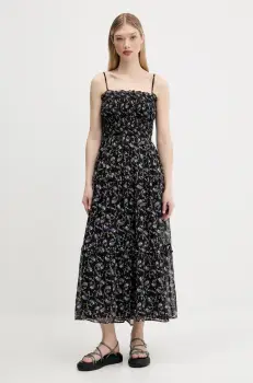 Tommy Jeans rochie culoarea negru, maxi, evazati, DW0DW20339 imagine